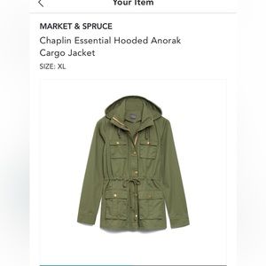 Market and Spruce Chaplin Essential Hooded Anorak Cargo Jacket XL